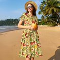 thumbnail image 4 of Vsdgher Fruits et Légumes pour Femmes Été 2025 Décontracté Robes Midi Maxi Légères Manches Courtes Col Rond Robe de Plage, 4 of 6