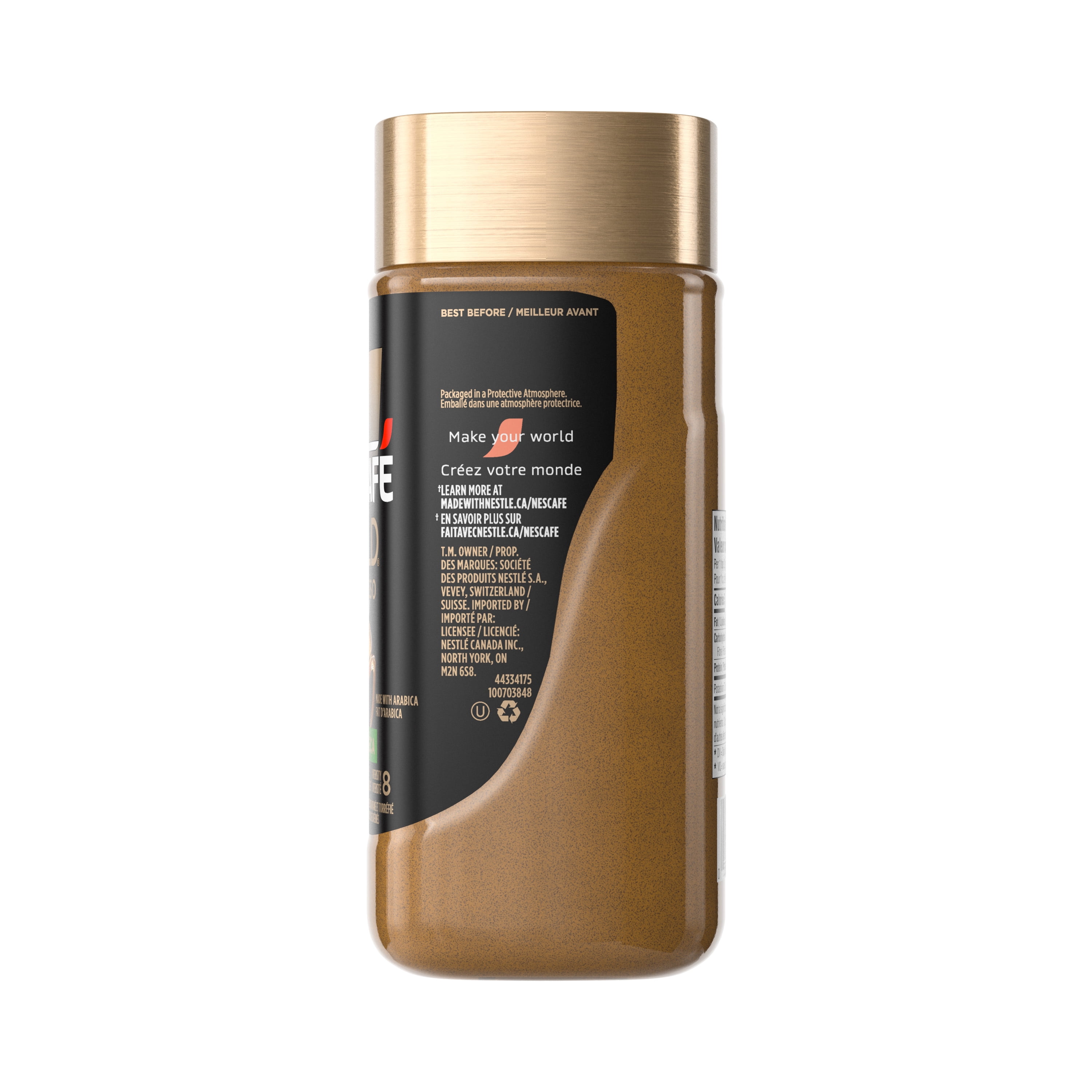 Nescafe Café torréfié et moulu instantané GOLD décaféiné de qualité supérieure, avec une couche de crema