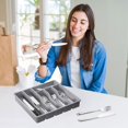 thumbnail image 4 of Gkeoshab Storage Containers Mitoydoe Organizer With Lid 6 Compartments Covered Utensil Tray For Kitchen Drawer And Countertop Plastic Cutlery And Flatware Storage Box For Spoons Forks Holder Case, 4 of 5
