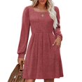 thumbnail image 2 of TJAZFJPA Robes de Vacances Robe Pull en Tricot pour Femmes avec Poches Col Carré Manches Longues Robes Grande Taille Robes Formelles pour Femmes, 2 of 9