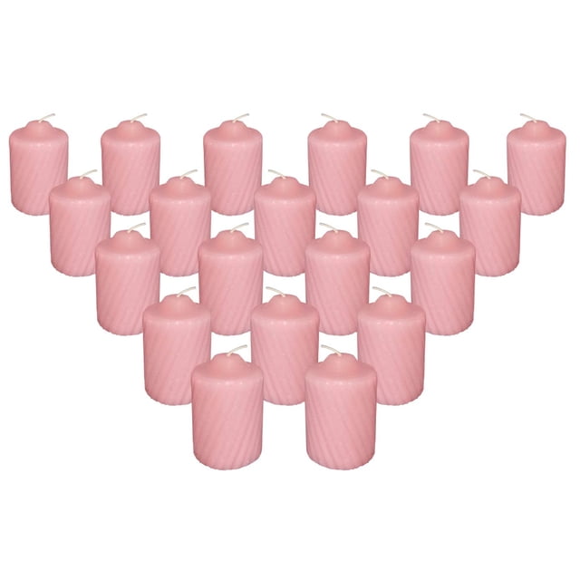 Pink Wild Flower Scented Votive Candles - 15 Hour Long Burn Time - Textured Finish - Box of 20