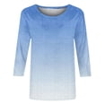 thumbnail image 5 of Cinvoph T-Shirts d'Été Imprimés pour Femmes Manches 3/4 Col Rond Dégradé Hauts Chandail Ample Blouses de Vacances, 5 of 5