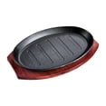 thumbnail image 1 of GROWTH TANK Griddle Steak Fry Plate Fajita Sizzling Pan Oval Shape with Bamboo Tray Nonstick Sizzling Steak Plate Set Hot Plate for Home 8inch, 1 of 9