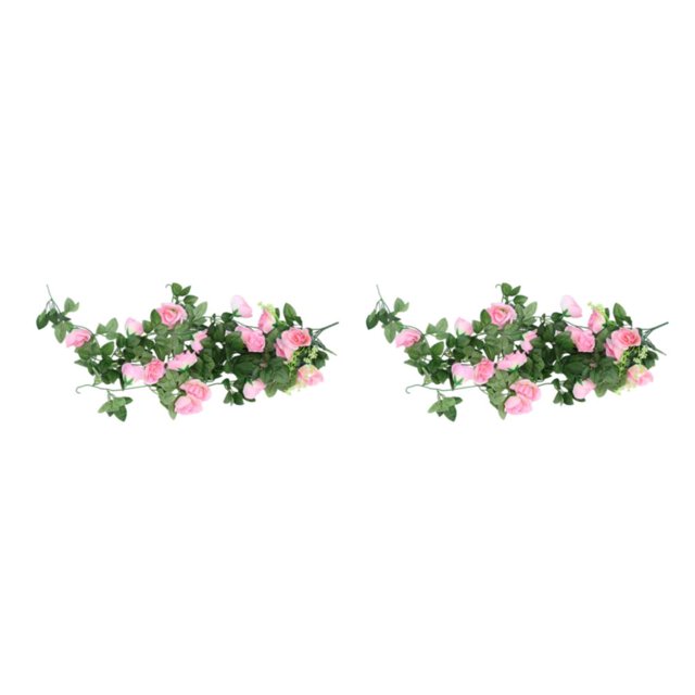 stanreset 1/2/3/5 Artificial Flower Plant Fake Vine Roses Simulation Rose Self-Assembly Party Balcony Garden Restaurant Living Room Garland Pink 2PCS