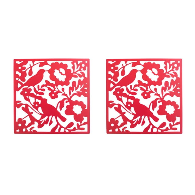 kurtrusly 4pcs Hanging Divider Screens Panel Decorative Room Separator For Hotel And Home Modern Lightweight And Durable PVC Red Bird Chart 2Set