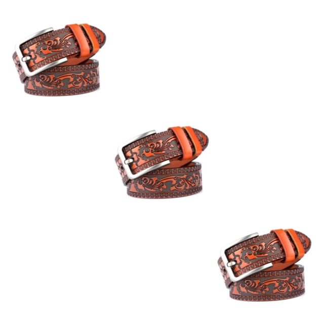Thinsony Fashionable And Functional Fashion Printing Belt For Men Flexible And Smooth Orange 115cm 3Set