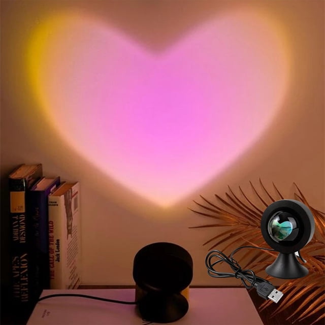 TOUMENY Valentine's Day Projection Lamp, Heart Pattern LED Desk Light for Bedroom Decor, Wall Ceiling Courtyard Decorative Illumination