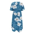 thumbnail image 5 of Meichang Robes de Plage à Imprimé Floral pour Femmes avec Poches Manches Courtes T-Shirt Robe d'Été Détente Col Rond Robe Maxi Tunique Plissée Fluide Confortable Vacances Robes d'Été, 5 of 5