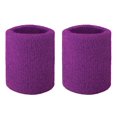 thumbnail image 1 of GOGO 2 PCS Terry Cloth Wristband Athletic Wrist Sweatband for Gym Sports Purple, 1 of 7
