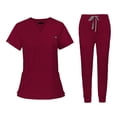 thumbnail image 1 of lionlar Nursing Uniforms Scrub Set V Neck Tops Jogger Pants Work suits for Healthcare Red, 1 of 9