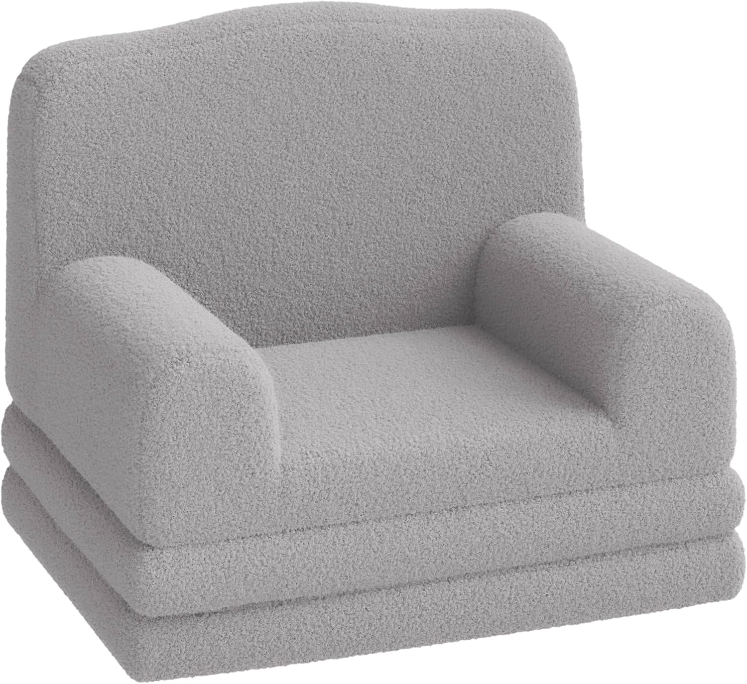 2-in-1 Kids Convertible Sofa Chair Teddy Fleece Fold-Out Toddler Couch Lounger with Washable Cover Soft Children’s Sofa Bed for Playroom Nursery Bedroom Gift