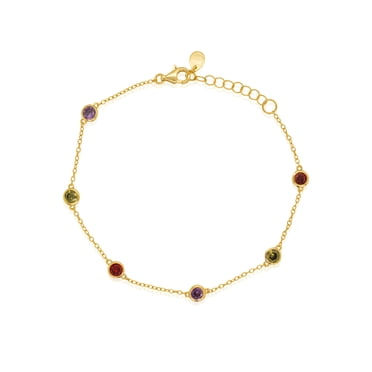 Mercie Bracelet Station en Argent Sterling Or Vermeil Or en Zircon Cubique Multicolore, Bijoux Délicats pour Femmes