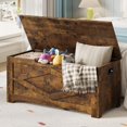 thumbnail image 2 of 39.4" Storage Chest, Wooden Storage Bench with Safety Hinges, Easy Assembly, Large Toy Chest for Entryway, Living Room, Bedroom, 2 of 6