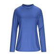 thumbnail image 4 of Floleo Women's Ribbed Turtleneck Fitted Tops Long Sleeve Shirts Basic Thermal Layering(Blue,2XL), 4 of 9