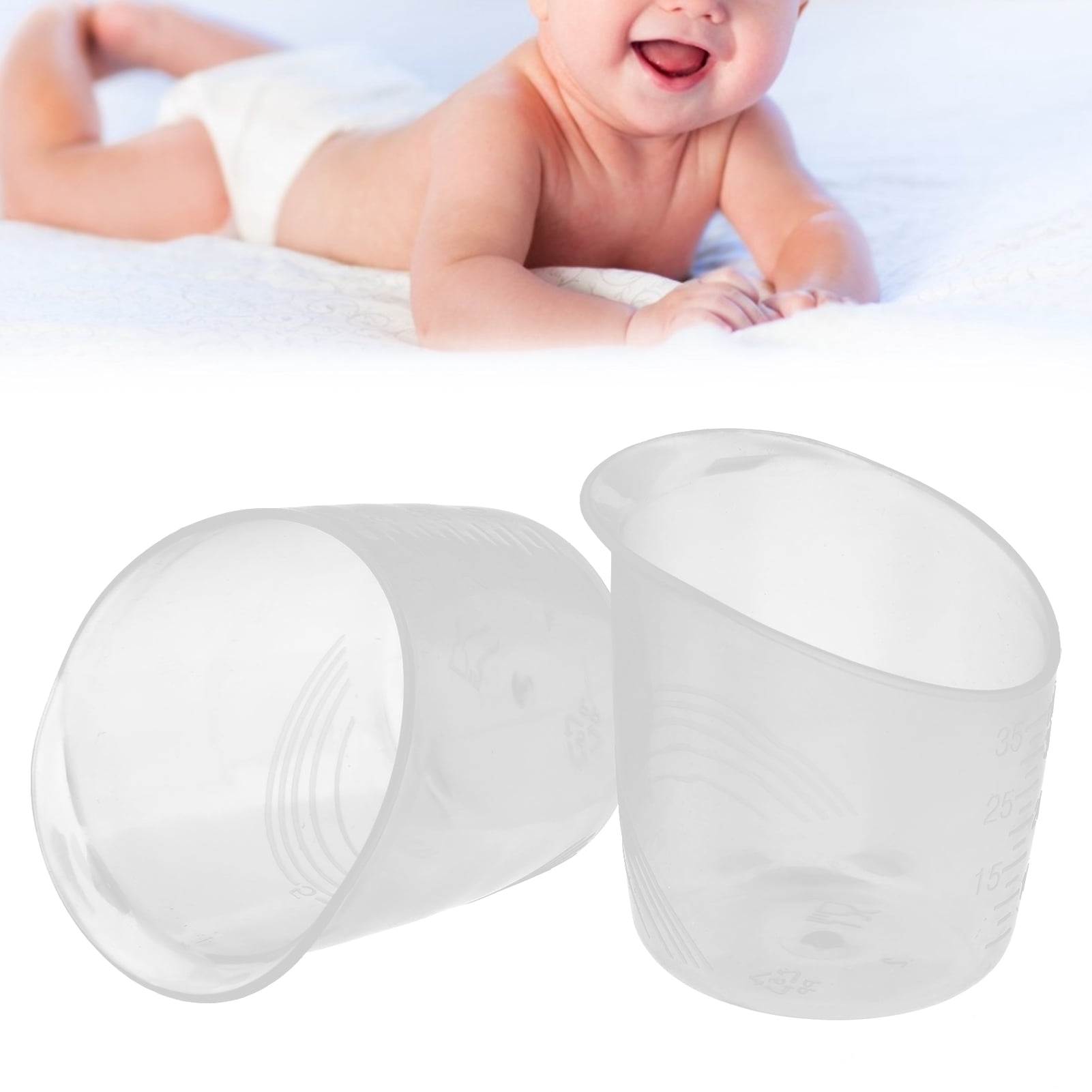 Baby Measuring Cups, 2Pcs Transparent Plastic Medicine Cup Measuring Cups With Scale For Infant Boys Girls