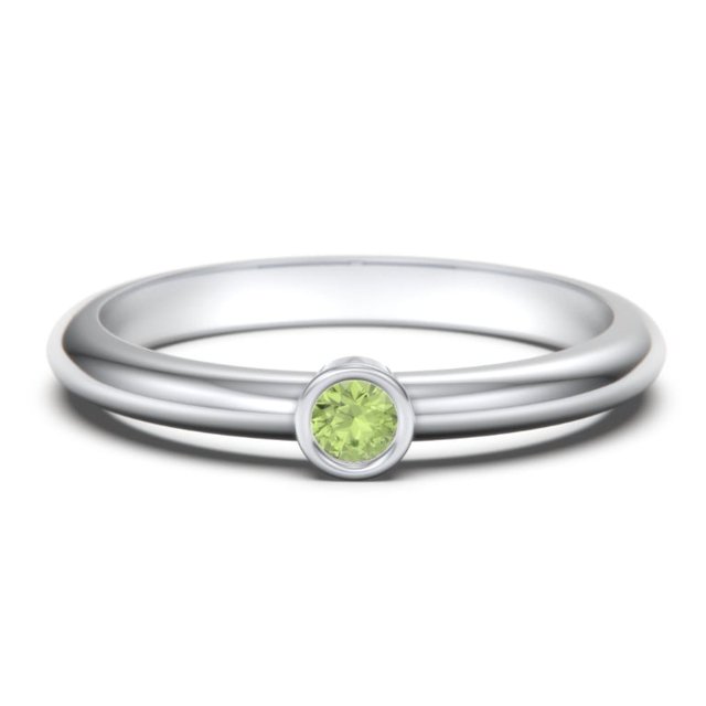 Classic Bezel Set Birthstone Ring - Peridot (August)