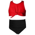 thumbnail image 4 of Gubotare Teen Tankini Swimsuits Bathing Suits for Girls Two Piece Swimsuit Beach Ruffle Halter Neck Girls Swimsuits Size 9-10 (Watermelon Red,9-10 Years), 4 of 9