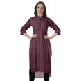 thumbnail image 1 of Moomaya Kurta Tunique à Ourlet Droit Imprimée pour Femmes, Kurti à Col Mandarin, Tenue d'Été, 1 of 6