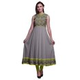 thumbnail image 1 of Bimba Robe à Manches Retroussables Imprimée Ikat pour Femmes, Col Mandarin, Chemise Boutonnée - X-Grand, 1 of 5