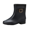 thumbnail image 2 of LSLJS Women Non-Slip Solid Color Rain Shoes Fashion Plastic Low Heel Hasp Mid Boots, Women's Rain Boots, 2 of 6