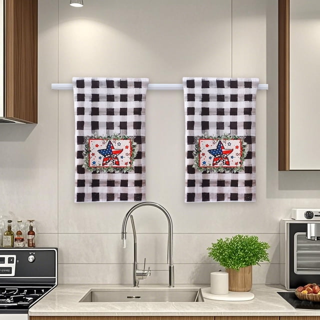 Gray Independence Day Polyester Platter Towel Kitchen Rag Independance Day Towel
