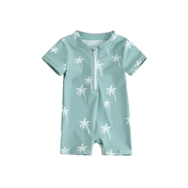 Gupgi Baby Boy One Piece Rash Guard 3M 6M 12M 2Y 3Y Dinosaur Swimsuit Short Sleeve Zipper Bathing Suit Swimwear