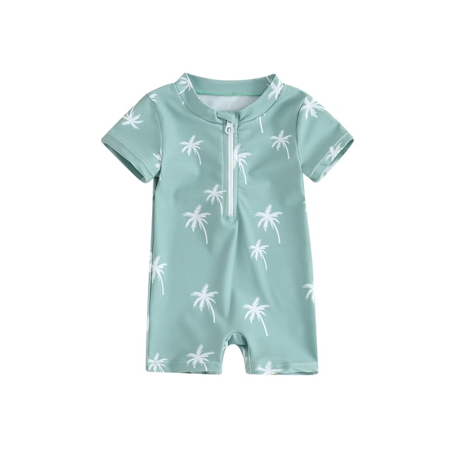 Gupgi Baby Boy One Piece Rash Guard 3M 6M 12M 2Y 3Y Dinosaur Swimsuit Short Sleeve Zipper Bathing Suit Swimwear