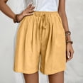 thumbnail image 2 of Women's Elastic Waist Knee Length Casual Cotton Shorts with Drawstring, 2 of 9