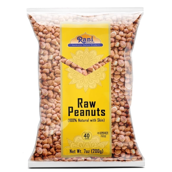 Rani Peanuts, Raw Whole With Skin (uncooked, unsalted) 7oz (200g) ~ All Natural | Vegan | Gluten Friendly | Kosher | Fresh Product of USA ~ Spanish Grade Groundnut / Red-skin