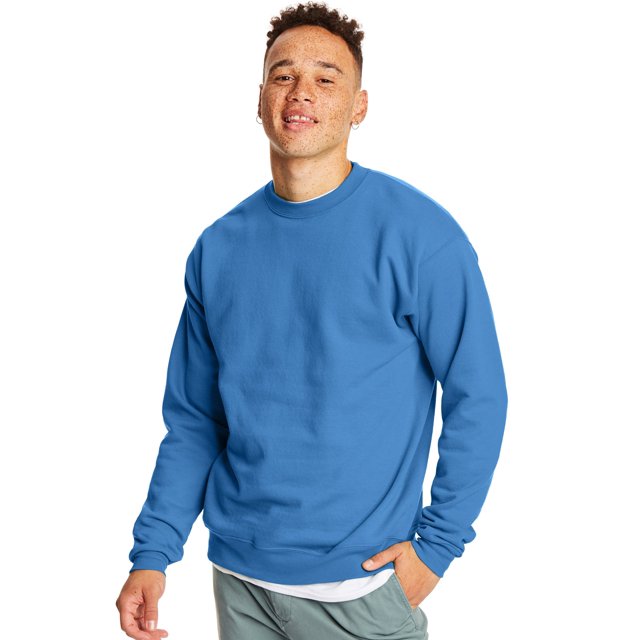 Hanes Mens EcoSmart Fleece Crewneck Sweatshirt, 3XL, Denim Blue