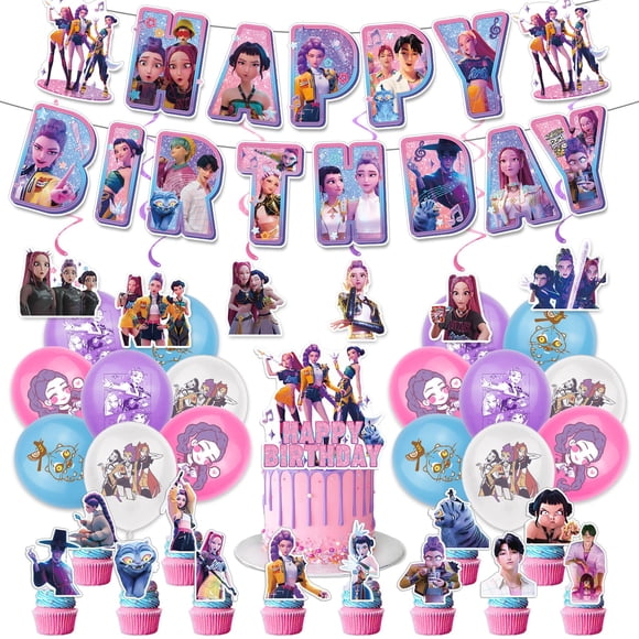 Birthday Decorations Kp-op Birthday Decorations Pop Singers Birthday Party Supplies,Perfect For K-pop Events Weddings(Purple)