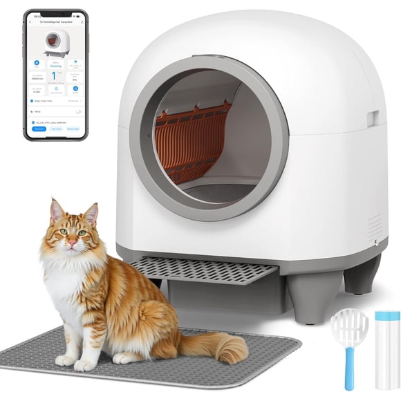 Homall Litière pour Chat Autonettoyante avec Contrôle par Application, Litière Automatique pour Plusieurs Chats avec Protection de Sécurité/un Sac à Ordures Gratuit