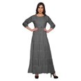 thumbnail image 1 of Moomaya Printed Round Neck 3/4 Sleeve Long Maxi Dress With Drawstring Waist, 1 of 3