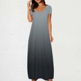 thumbnail image 2 of fatyb Robes Maxi à Manches Courtes pour Femmes Col Ras du Cou Décontractées Longues Robes Imprimées Robes T-Shirt d'Été, 2 of 5