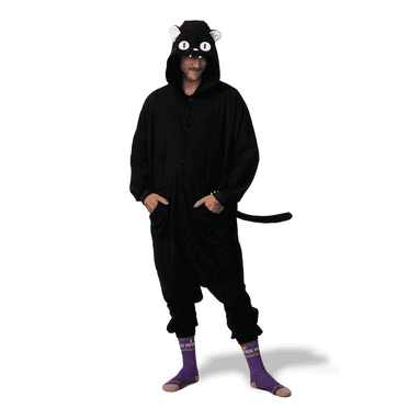 Black Cat Kigurumi Grenouillère Pyjama Unisexe pour Adulte Animal une Pièce Costume Cosplay Tenue de Nuit (Regular)