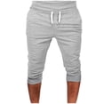 thumbnail image 1 of Posijego Men's Capri Joggers Drawstring Elastic Waist Sports Running Shorts Solid Color Casual Shorts, 1 of 4