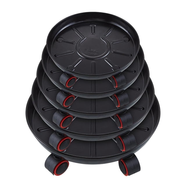 Feltree Base à Roue Universelle en Fer et Métal, Coussinet Circulaire Épaissi avec Bac de Récupération d'Eau, Pot de Fleurs en Fer et Métal Mobile avec Plateau à Roulettes