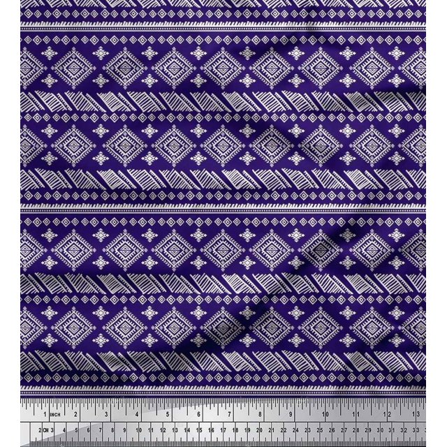 Soimoi Satin Silk Fabric Aztec African Print Sewing Fabric Yard 42 Inch Wide