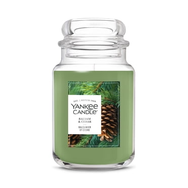 Yankee Candle Scented Candle, Balsam & Cedar, 22 oz Original Large Jar, Up to 150 Hours of Burn Time