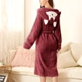 thumbnail image 2 of Teissuly Peignoirs pour Femmes Mode Allongée Garde au Chaud Col Châle Même Style Pyjama à Capuche Manches Longues Robe de Nuit Unie, 2 of 5