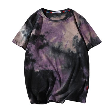 LUOGENLI T-shirts pour Homme pour Hommes T-Shirt à Manches Courtes Teinture sur Nœuds T-Shirt d'Été pour Homme Ample Rétro Col Rond Manches Cinq Quarts T T-shirts pour Hommes T-shirts Graphiques Vêtements d'Été Violet G