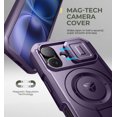 thumbnail image 3 of Dexnor for iPhone 16 Case with Slide Camera Cover & Adjustable Kickstand & Built-in Screen Protector,Compatible with MagSafe Shockproof Bumper Cases Heavy-Duty Magnetic Protective Cover, Purple, 3 of 7