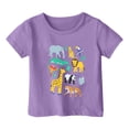 thumbnail image 1 of PMVFHDE T-Shirts Garçons Garçon et Fille Mode Décontractée Imprimé Col Rond Ample Manches Courtes T-Shirt Haut Violet, 8-9 Ans, 1 of 3