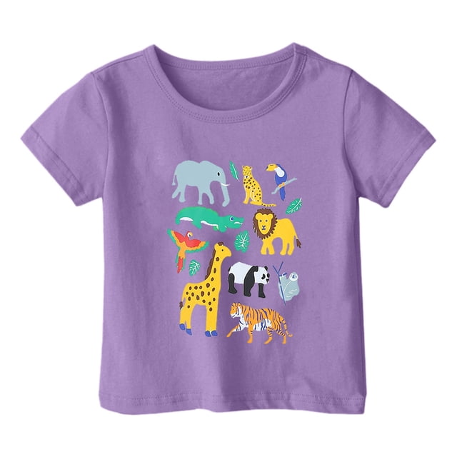 PMVFHDE T-Shirts Garçons Garçon et Fille Mode Décontractée Imprimé Col Rond Ample Manches Courtes T-Shirt Haut Violet, 8-9 Ans