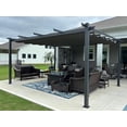 thumbnail image 3 of PURPLE LEAF Pergola 12 Pieds X 16 Pieds Pergola Extérieure Rétractable avec Auvent Résistant aux Intempéries Pergola de Jardin en Aluminium Gazebo de Gril de Patio pour Jardin Gazebo de Cour, Gris, 3 of 13