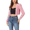 thumbnail image 4 of INSPIRE CHIC Veste Courte Ouverte à Paillettes Brillantes à Manches Longues pour Femme TP Rose, 4 of 6