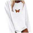 thumbnail image 1 of Women's Fashion Solid Color Butterfly Print Sweater Long Sleeves, 1 of 3