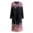 thumbnail image 4 of Robes pour Femmes Dames Décontractées Mode Imprimées Col Boutonné Robe à Manches Longues avec Poches Noir G, 4 of 4