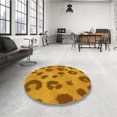 thumbnail image 4 of Ahgly Tapis Rond Lavable en Machine Intérieur Transitionnel Acajou Brun, 5 Pieds Rond, 4 of 7