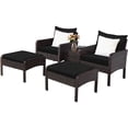 thumbnail image 2 of Costway 5PCS Patio Rattan Wicker Furniture Set Sofa Ottoman Coffee Table Cushioned Black, 2 of 10